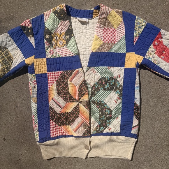 Vintage Patchwork Quilt Jacket 70s 80s S/M Bode Style K.A.S. Originals - Picture 2 of 10